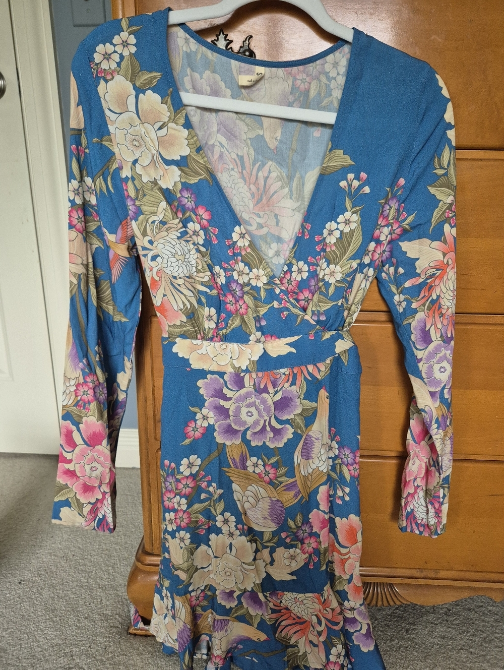 Spell Blue Floral Wrap Mini Dress